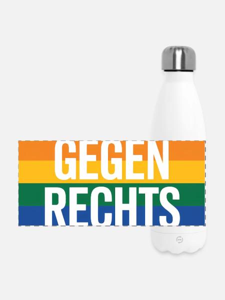 Gegen Rechts - Antifa Regenbogen Tee - Panorama Isolierflasche 500 ml - Weiß