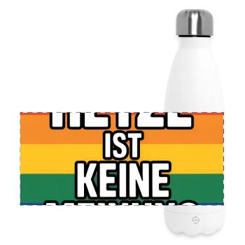 Hetze ist keine Meinung - Antifa Tee - Panorama Isolierflasche 500 ml - Weiß - Vorne