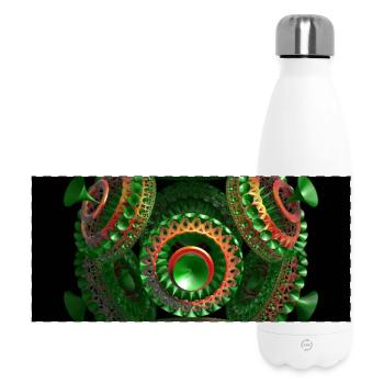 Grünes Fraktal-Kaleidoskop - Panorama Isolierflasche 500 ml - Weiß - Vorne