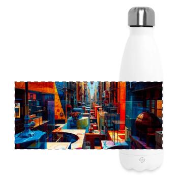 Labyrinthe de rue coloré avec des ballons - Gourde isotherme panoramique 500 ml - blanc - Devant