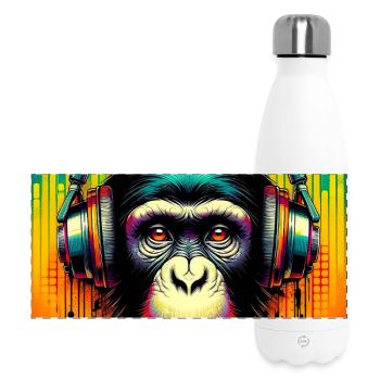 Schimpansen-Affe - Panorama Isolierflasche 500 ml - Weiß - Vorne