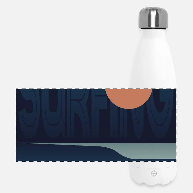 SURFER WAVE - Panoramic Thermal Bottle 500 ml - white