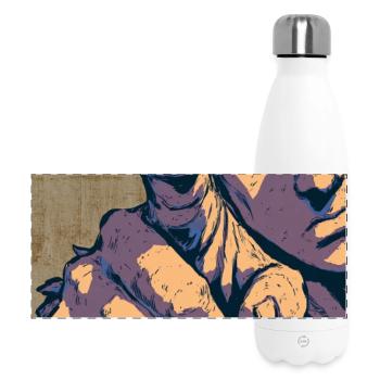Cartoon martial arts fighter pointing with finger - Panoramic Thermal Bottle 500 ml - white - Front