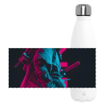 Samurai im Schatten - Panorama Isolierflasche 500 ml - Weiß - Vorne