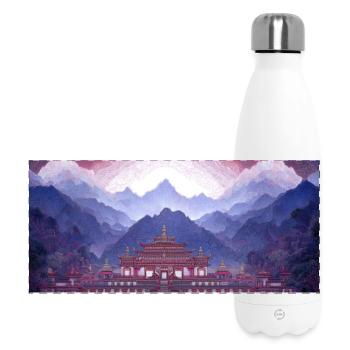 Psy Art - Pagode in Berglandschaft - Panorama Isolierflasche 500 ml - Weiß - Vorne