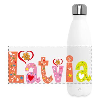 Personalisierter Name Lettlands - Panorama Isolierflasche 500 ml - Weiß - Vorne