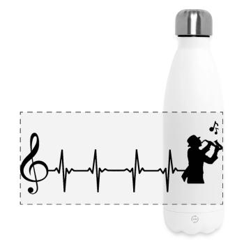 Saxophone Battement De Coeur - Gourde isotherme panoramique 500 ml - blanc - Devant