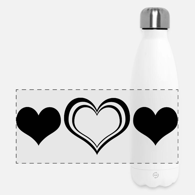 Minimalist Heart Line Art Design - Panoramic Thermal Bottle 500 ml - white