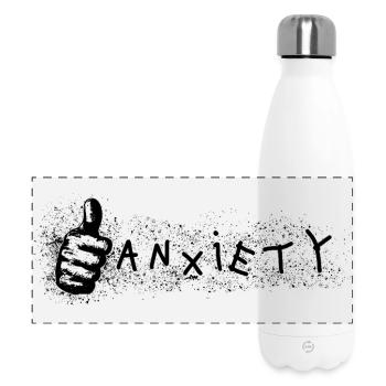 Anxiety Thumbs Up Ironic Mental Health Design - Panoramic Thermal Bottle 500 ml - white - Front