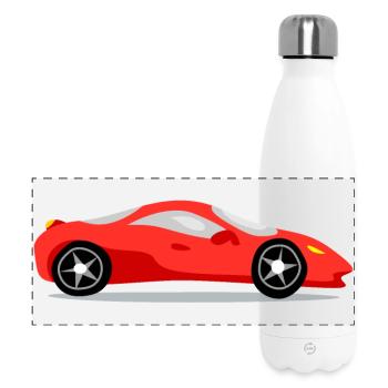 Voiture de sport rouge - Gourde isotherme panoramique 500 ml - blanc - Devant