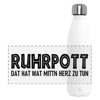 Ruhrpott - Dat hat wat mittn Herz zu tun - Panorama Isolierflasche 500 ml - Weiß - Vorne