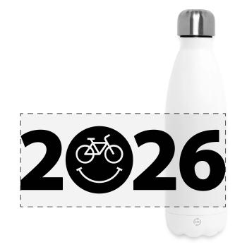 Radtour 2026, Mountainbike 2026, Fahrrad 2026 - Panorama Isolierflasche 500 ml - Weiß - Vorne