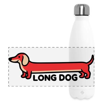 Un long chien teckel qui dit drôle - Gourde isotherme panoramique 500 ml - blanc - Devant