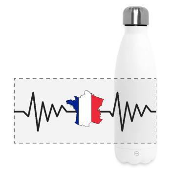 Pulsation Tricolore France - Flag France - Panoramic Thermal Bottle 500 ml - white - Front