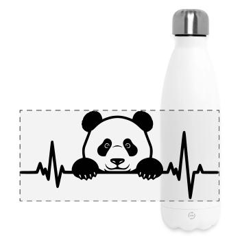 Style ligne Heartbeat de Panda mignonne - Gourde isotherme panoramique 500 ml - blanc - Devant
