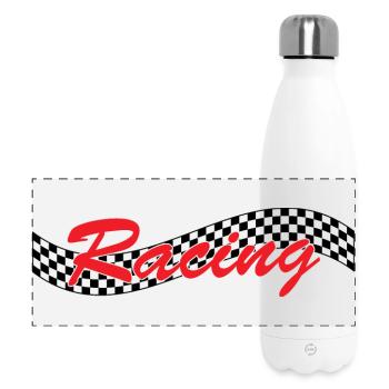 Racing Checked Flag - Car Auto Bike Race - Panorama Isolierflasche 500 ml - Weiß - Vorne