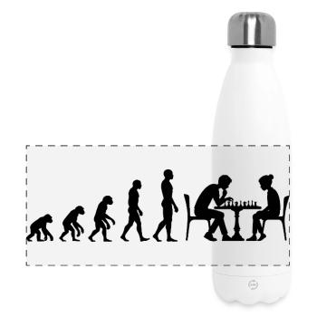 EVOLUTION TO CHESS MASTER – MATE! CHESSLOVER - Panoramic Thermal Bottle 500 ml - white - Front