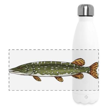 Conception de la pêche aux poissons prédateurs brochets - Gourde isotherme panoramique 500 ml - blanc - Devant