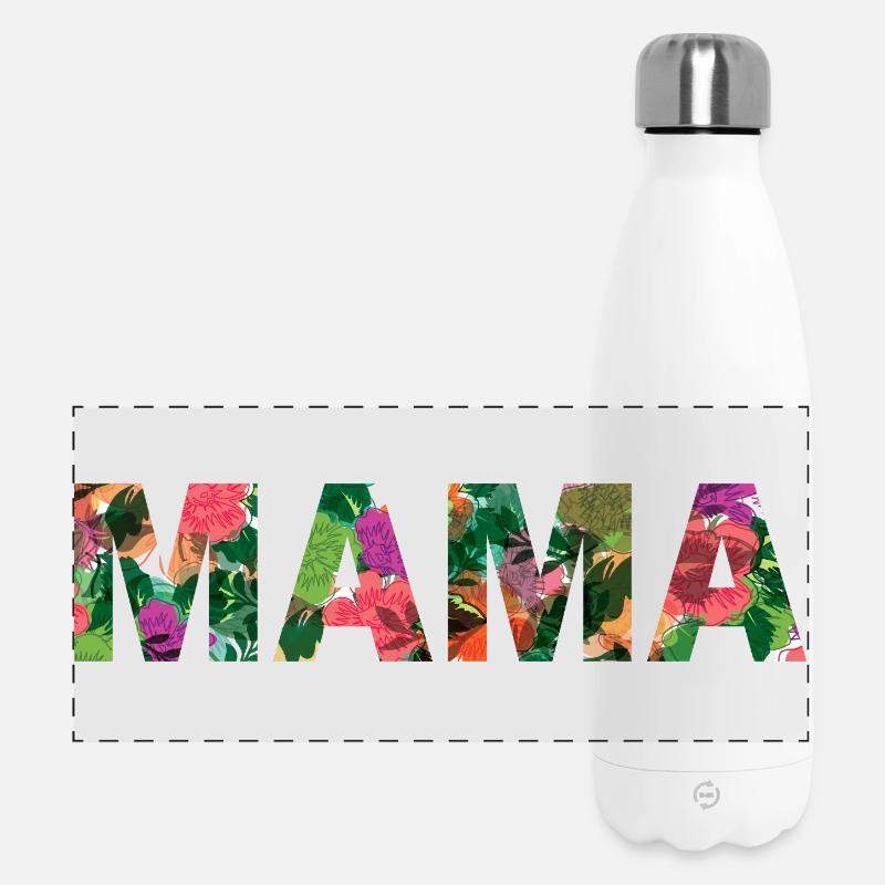 MAMA Tropical Blossom Pattern - Mother's Day, Birth - Panoramic Thermal Bottle 500 ml - white
