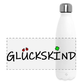 glückskind (schwarz) - Panorama Isolierflasche 500 ml - Weiß - Vorne