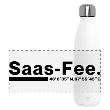 Saas-Fee coordinates Valais Switzerland - Panoramic Thermal Bottle 500 ml - white - Front