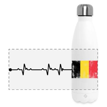 Belgium Flag Heartbeat - Panoramic Thermal Bottle 500 ml - white - Front