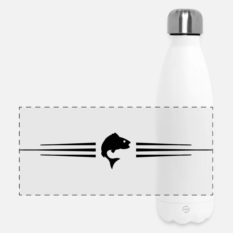 Fisch Symbol Linie - Panorama Isolierflasche 500 ml - Weiß