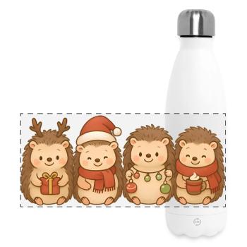 Hérissons Enfants Garçons Filles Hérissons de Noël - Gourde isotherme panoramique 500 ml - blanc - Devant