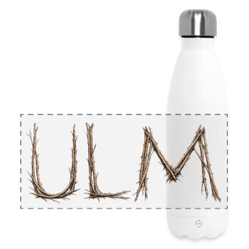 Lettrage ULM avec des brindilles posées par le moineau - Gourde isotherme panoramique 500 ml - blanc - Devant