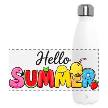 Hello Summer Fruit Letters - Panoramic Thermal Bottle 500 ml - white - Front