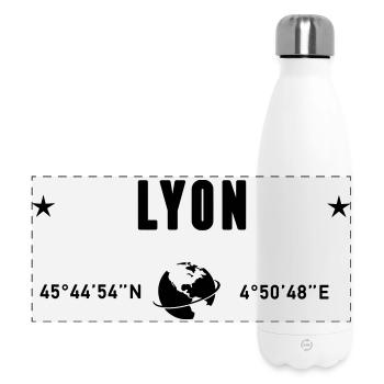 Lyon France Coordonnées Gps Globe - Gourde isotherme panoramique 500 ml - blanc - Devant