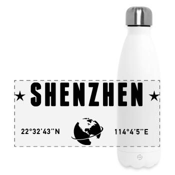 Shenzhen China Coordinates Planet Earth - Panoramic Thermal Bottle 500 ml - white - Front