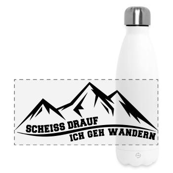 Scheiss drauf ich geh wandern lustiger Spruch - Panorama Isolierflasche 500 ml - Weiß - Vorne