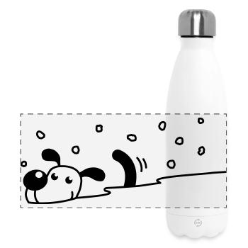 Niedlicher Hund im Schnee - Panorama Isolierflasche 500 ml - Weiß - Vorne
