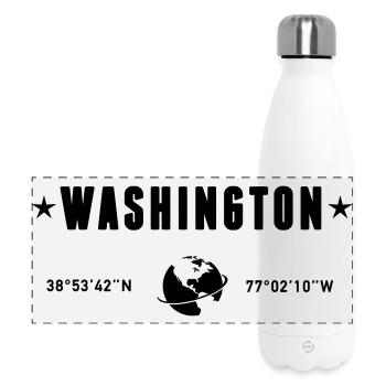 Washington DC Koordinaten Planet Erde - Panorama Isolierflasche 500 ml - Weiß - Vorne