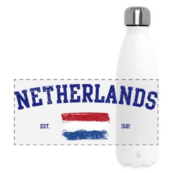 Dutch Flag Artistic Brushstroke Design - Panoramic Thermal Bottle 500 ml - white - Front