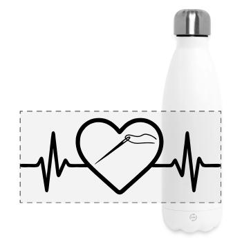 Bobine à coudre Aiguille Ciseaux Coeur - Gourde isotherme panoramique 500 ml - blanc - Devant