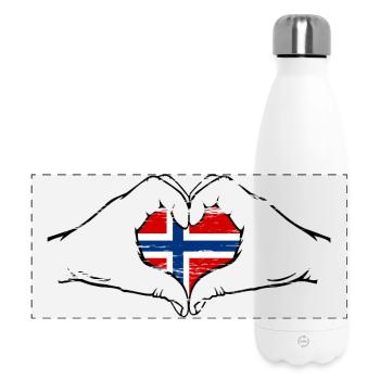 Norway flag heart shape used - Panoramic Thermal Bottle 500 ml - white - Front