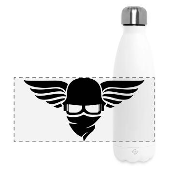 Casque de moto avec aile, casque de motard et lunettes de motard - Gourde isotherme panoramique 500 ml - blanc - Devant