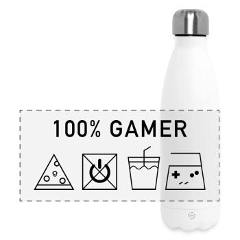 100 Gamer Black Version - Panorama Isolierflasche 500 ml - Weiß - Vorne