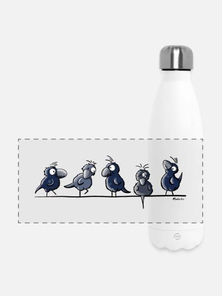 Funny Raben - Panorama Isolierflasche 500 ml - Weiß