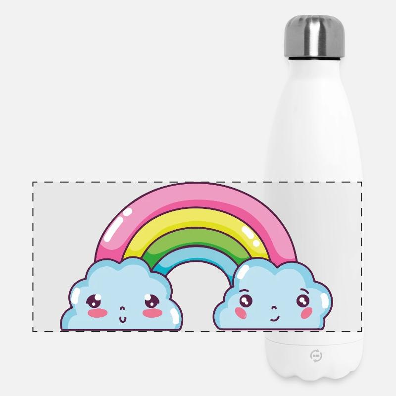 Pastel Rainbow Clouds Charm - Panoramic Thermal Bottle 500 ml - white