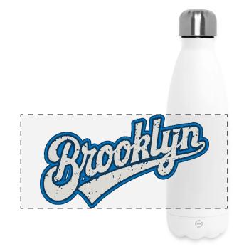 Brooklyn Urban Graphics in Blue Tone - Panoramic Thermal Bottle 500 ml - white - Front