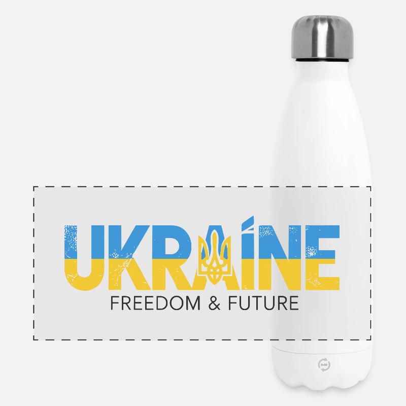 Ukrainian Trident Peace Design - Panoramic Thermal Bottle 500 ml - white