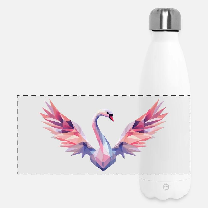 Geometric Swan with Gradient - Panoramic Thermal Bottle 500 ml - white