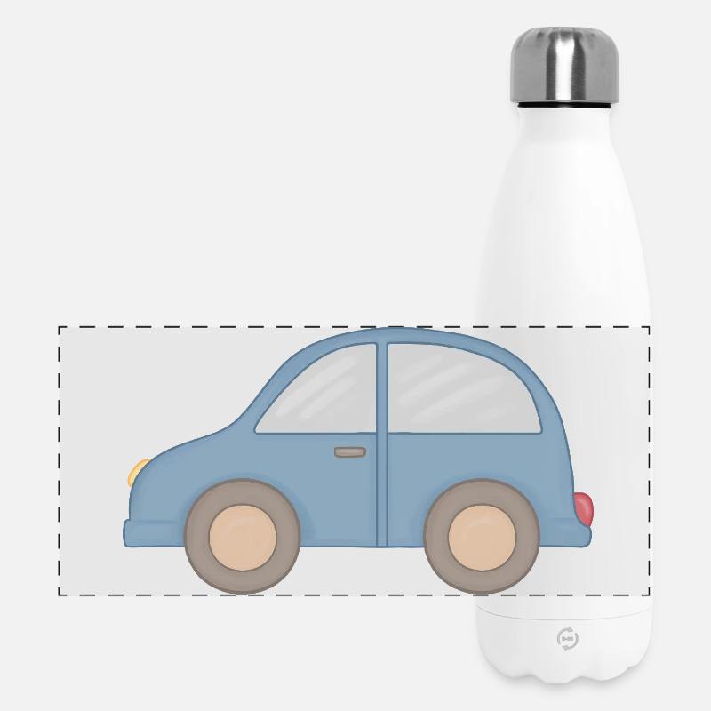 Little Blue Car Graphic - Panoramic Thermal Bottle 500 ml - white