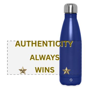 AUTHENTIZITÄT GEWINNT IMMER – Goldenes Motivationszitat - Panorama Isolierflasche 500 ml - Dunkelblau  - Vorne
