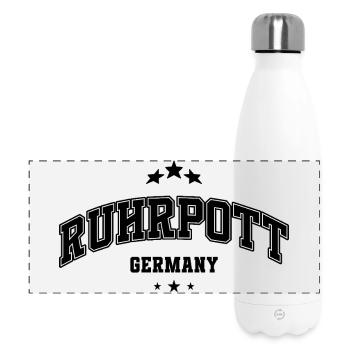 Lettrage Ruhrpott style urbain vintage design - Gourde isotherme panoramique 500 ml - blanc - Devant