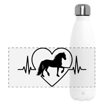 Pferde Shirt, Friesenpferd Friesländer Friesland - Panorama Isolierflasche 500 ml - Weiß - Vorne