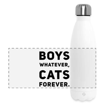 Boys Whatever Cats Forever – Chat Lover Say - Gourde isotherme panoramique 500 ml - blanc - Devant
